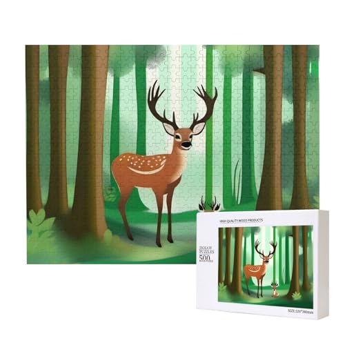 Phayah Hirsch im Wald, Puzzle, Holzpuzzle für Familie, Freunde, Heimdekoration, Wandkunst, 500 Teile Phayah Hirsch im Wald, Puzzle, Holzpuzzle für Familie, Freunde, Heimdekoration, Wandkunst, 500 Teile von PHAYAH