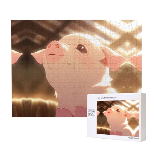Phayah Hog-Puzzles 500 Teile für Puzzle, Holzpuzzle für Familie, Freunde, Heimdekoration, Wandkunst, 50,4 x 38,1 cm von PHAYAH