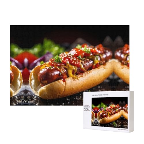 Phayah Hot Dog Puzzles 300 Teile für Puzzle, Holzpuzzle für Familie und Freunde, Heimdekoration, Wandkunst, 39,9 x 27,9 cm Phayah Hot Dog Puzzles 300 Teile für Puzzle, Holzpuzzle für Familie und Freunde, Heimdekoration, Wandkunst, 39,9 x 27,9 cm von PHAYAH