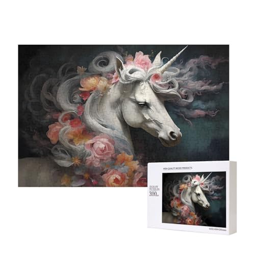 Phayah Hübsches Einhorn-Puzzle, 300 Teile, Holzpuzzle für Familie, Freunde, Heimdekoration, Wandkunst, 300 Teile Phayah Hübsches Einhorn-Puzzle, 300 Teile, Holzpuzzle für Familie, Freunde, Heimdekoration, Wandkunst, 300 Teile von PHAYAH