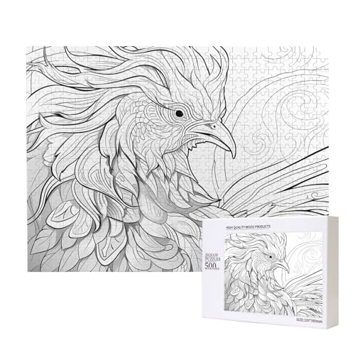 Phayah Hühnerkopf, Seitenansichtsmuster, Puzzle, einzigartiges Puzzle, Wandkunst, Bild für Heimdekoration, 500 Stück von PHAYAH