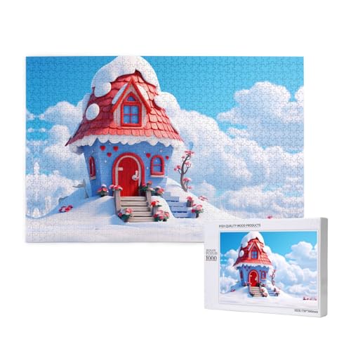 Phayah Hütte im Schnee Puzzles für Erwachsene 1000 Teile Kinder Intelligenz Entwicklung Spielzeug 29,5 x 19,7 von PHAYAH