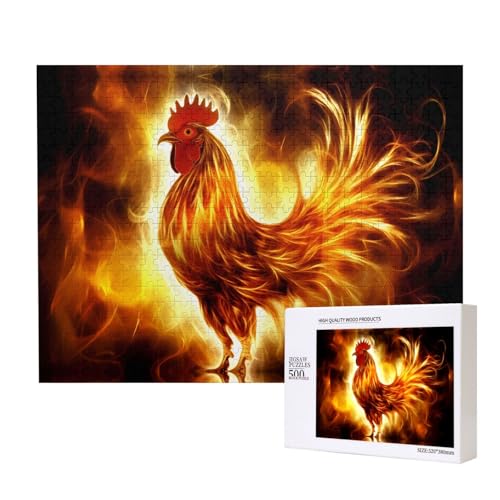 Phayah Huhn auf Feuer Muster Puzzle Einzigartiges Puzzle Wandkunst Bild für Heimdekoration 500 Stück von PHAYAH