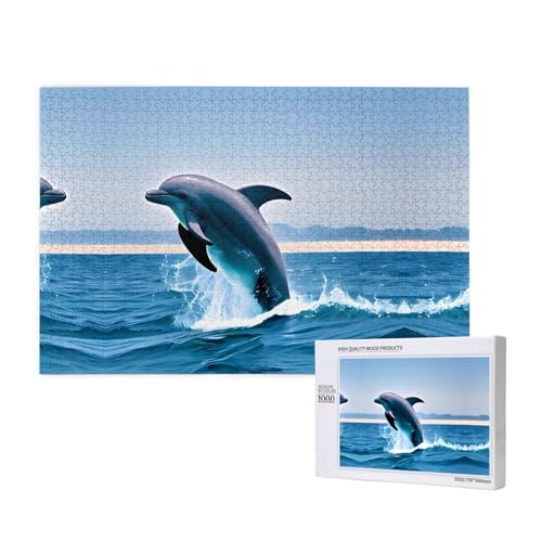 Phayah Jumping Up Delphins Puzzle für Erwachsene, 1000 Teile, Heimdekoration, Geburtstagsparty für Männer und Frauen, 29,5 x 50 cm von PHAYAH