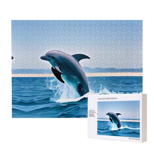 Phayah Jumping Up Delphins Puzzle für Erwachsene, 500 Teile, Heimdekoration, Geburtstagsparty für Männer und Frauen, 20,4 x 38,1 cm Phayah Jumping Up Delphins Puzzle für Erwachsene, 500 Teile, Heimdekoration, Geburtstagsparty für Männer und Frauen, 20,4 x 38,1 cm von PHAYAH