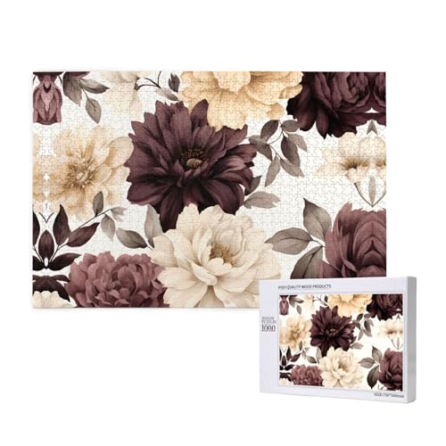 Phayah Kaffeefarbene Blumenpuzzles für Erwachsene, 1000 Teile, Kinderspielzeug, Intelligenzentwicklungsspielzeug, 29,5 x 19,7 cm Phayah Kaffeefarbene Blumenpuzzles für Erwachsene, 1000 Teile, Kinderspielzeug, Intelligenzentwicklungsspielzeug, 29,5 x 19,7 cm von PHAYAH