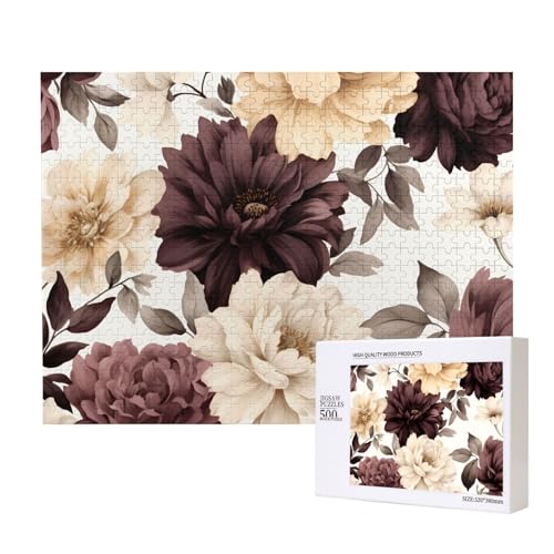 Phayah Kaffeefarbene Blumenpuzzles für Erwachsene, 500 Teile, Kinderspielzeug, Intelligenzentwicklungsspielzeug, 20,4 x 38,1 cm Phayah Kaffeefarbene Blumenpuzzles für Erwachsene, 500 Teile, Kinderspielzeug, Intelligenzentwicklungsspielzeug, 20,4 x 38,1 cm von PHAYAH