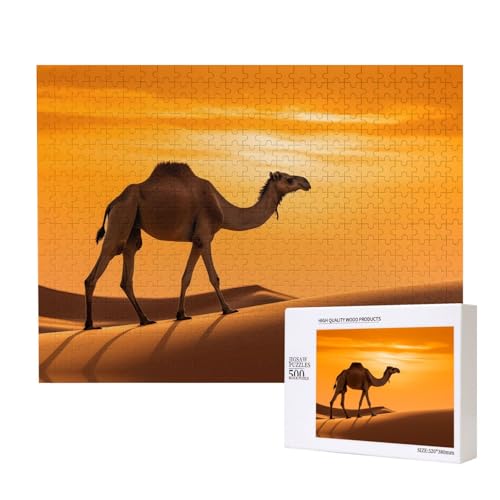 Phayah Kamel in der Dämmerung Muster Puzzle Einzigartiges Puzzle Wandkunst Bild für Heimdekoration 500 Stück von PHAYAH