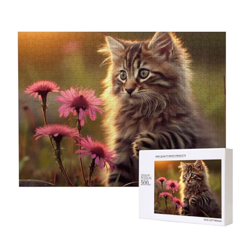 Phayah Katzen-Puzzles mit Blumen, für Erwachsene, 500 Teile, Heimdekoration, Geburtstagsparty, für Männer und Frauen, 20,4 x 38,1 cm Phayah Katzen-Puzzles mit Blumen, für Erwachsene, 500 Teile, Heimdekoration, Geburtstagsparty, für Männer und Frauen, 20,4 x 38,1 cm von PHAYAH