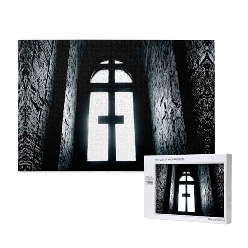 Phayah Kirchenkreuz-Puzzle, 1000 Teile für Puzzle, Holzpuzzle für Familie, Freunde, Heimdekoration, Wandkunst, 75 x 50 cm Phayah Kirchenkreuz-Puzzle, 1000 Teile für Puzzle, Holzpuzzle für Familie, Freunde, Heimdekoration, Wandkunst, 75 x 50 cm von PHAYAH
