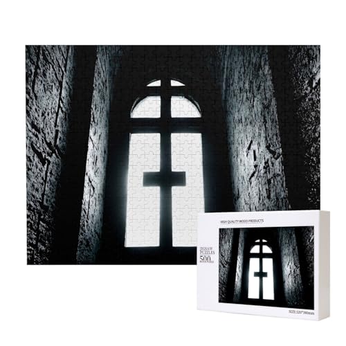 Phayah Kirchenkreuz-Puzzle, 500 Teile, für Puzzle, Holzpuzzle für Familie, Freunde, Heimdekoration, Wandkunst, 50 x 38 cm Phayah Kirchenkreuz-Puzzle, 500 Teile, für Puzzle, Holzpuzzle für Familie, Freunde, Heimdekoration, Wandkunst, 50 x 38 cm von PHAYAH