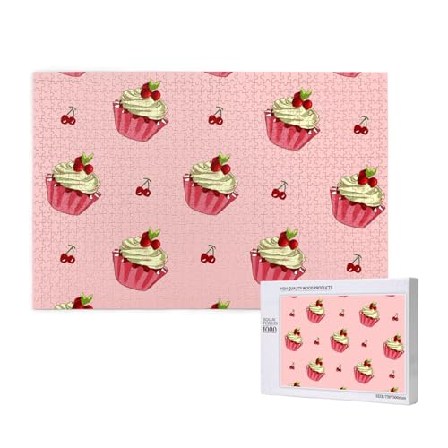 Phayah Kirschkuchen-Puzzle, 1000 Teile für Puzzle, Holzpuzzle für Familie, Freunde, Heimdekoration, Wandkunst, 29,5 x 50 cm Phayah Kirschkuchen-Puzzle, 1000 Teile für Puzzle, Holzpuzzle für Familie, Freunde, Heimdekoration, Wandkunst, 29,5 x 50 cm von PHAYAH