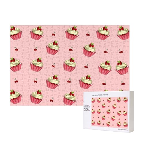 Phayah Kirschkuchen-Puzzle, 300 Teile für Puzzle, Holzpuzzle für Familie, Freunde, Heimdekoration, Wandkunst, 15,7 x 27,9 cm von PHAYAH