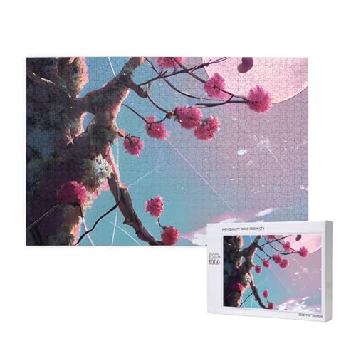 Phayah Kleine rosa Blumen-Puzzle, 1000 Teile für Puzzle, Holzpuzzle für Familie, Freunde, Heimdekoration, Wandkunst, 29,5 x 50 cm Phayah Kleine rosa Blumen-Puzzle, 1000 Teile für Puzzle, Holzpuzzle für Familie, Freunde, Heimdekoration, Wandkunst, 29,5 x 50 cm von PHAYAH