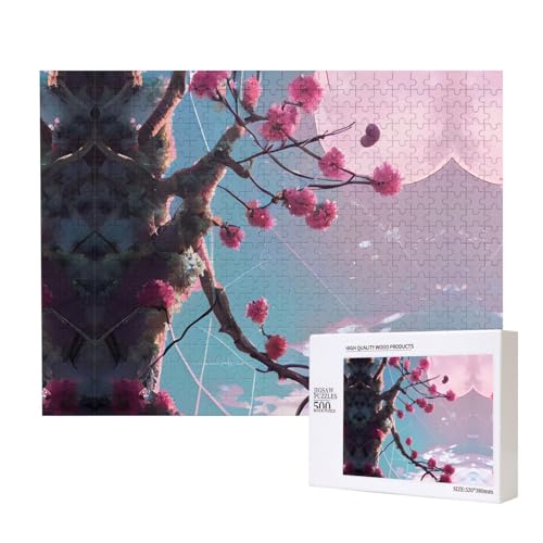 Phayah Kleine rosa Blumen-Puzzle, 500 Teile, für Puzzle, Holzpuzzle für Familie, Freunde, Heimdekoration, Wandkunst, 20,4 x 38,1 cm Phayah Kleine rosa Blumen-Puzzle, 500 Teile, für Puzzle, Holzpuzzle für Familie, Freunde, Heimdekoration, Wandkunst, 20,4 x 38,1 cm von PHAYAH