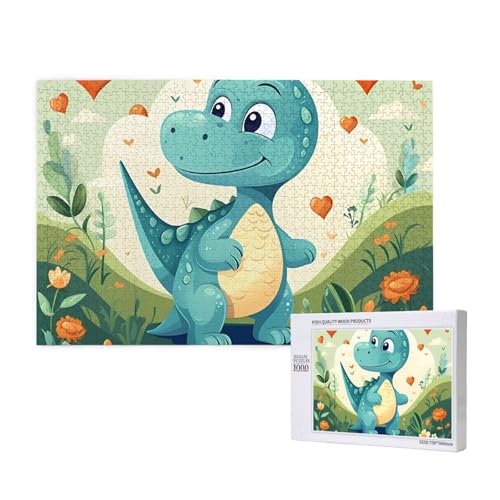 Phayah Kleiner Dinosaurier in grünem Gras, Puzzle, 1000 Teile für Puzzle, Holzpuzzle für Familie, Freunde, Heimdekoration, Wandkunst, 29,5 x 50 cm Phayah Kleiner Dinosaurier in grünem Gras, Puzzle, 1000 Teile für Puzzle, Holzpuzzle für Familie, Freunde, Heimdekoration, Wandkunst, 29,5 x 50 cm von PHAYAH