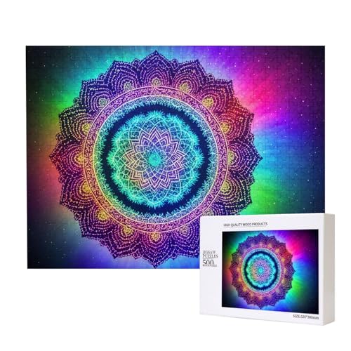 Phayah Komplexes Mandala-Puzzle, 500 Teile, für Puzzle, Holzpuzzle für Familie, Freunde, Heimdekoration, Wandkunst, 50,4 x 38,1 cm Phayah Komplexes Mandala-Puzzle, 500 Teile, für Puzzle, Holzpuzzle für Familie, Freunde, Heimdekoration, Wandkunst, 50,4 x 38,1 cm von PHAYAH