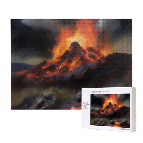 Phayah Kraterausbruch-Puzzle, 500 Teile, für Puzzle, Holzpuzzle für Familie, Freunde, Heimdekoration, Wandkunst, 50 x 38 cm Phayah Kraterausbruch-Puzzle, 500 Teile, für Puzzle, Holzpuzzle für Familie, Freunde, Heimdekoration, Wandkunst, 50 x 38 cm von PHAYAH
