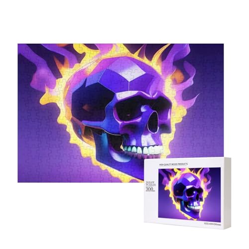 Phayah Kubische Flamme Totenkopf-Puzzle, 300 Teile, für Puzzle, Holzpuzzle für Familie, Freunde, Heimdekoration, Wandkunst, 39,9 x 27,9 cm von PHAYAH