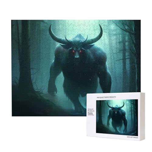 Phayah Kuh Horned Beast Puzzles für Erwachsene 500 Teile Kinder Intelligenz Entwicklung Spielzeug 20,4 x 38,1 cm von PHAYAH