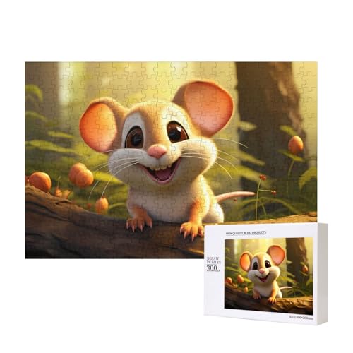 Phayah Lächelnde Maus, Puzzle, 300 Teile, für Puzzle, Holzpuzzle für Familie, Freunde, Heimdekoration, Wandkunst, 39 x 28 cm von PHAYAH