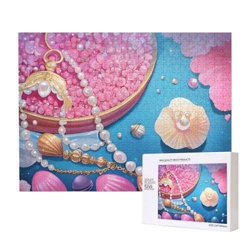 Phayah Leuchtende Muschel-Puzzle, 500 Teile für Puzzle, Holzpuzzle für Familie, Freunde, Heimdekoration, Wandkunst, 20,4 x 38,1 cm von PHAYAH
