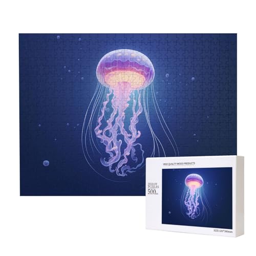 Phayah Leuchtende Quallen-Puzzle, 500 Teile, für Puzzle, Holzpuzzle für Familie, Freunde, Heimdekoration, Wandkunst, 500 x 38 cm Phayah Leuchtende Quallen-Puzzle, 500 Teile, für Puzzle, Holzpuzzle für Familie, Freunde, Heimdekoration, Wandkunst, 500 x 38 cm von PHAYAH