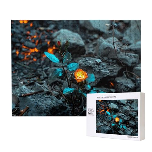Phayah Leuchtende Rosen Muster Puzzle Einzigartige Puzzle Wandkunst Bild für Heimdekoration 500 Stück von PHAYAH