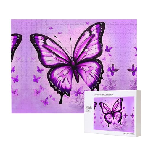 Phayah Lila Schmetterlingspuzzles für Erwachsene, 500 Teile, Heimdekoration, Geburtstagsparty, für Männer und Frauen, 20,4 x 38,1 cm Phayah Lila Schmetterlingspuzzles für Erwachsene, 500 Teile, Heimdekoration, Geburtstagsparty, für Männer und Frauen, 20,4 x 38,1 cm von PHAYAH