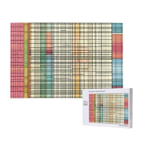 Phayah Lineal, abstraktes Muster, Puzzle, 1000 Teile, für Puzzle, Holzpuzzle für Familie, Freunde, Heimdekoration, Wandkunst, 75 x 50 cm von PHAYAH