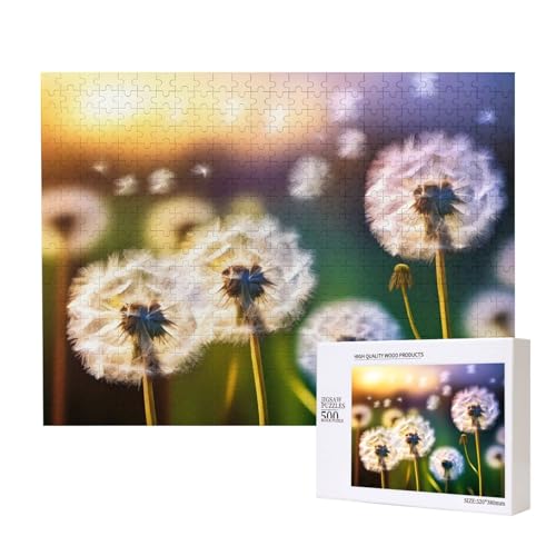 Phayah Löwenzahn-Blumen-Puzzle, 500 Teile, für Puzzle, Holzpuzzle für Familie, Freunde, Heimdekoration, Wandkunst, 50,4 x 38,1 cm von PHAYAH