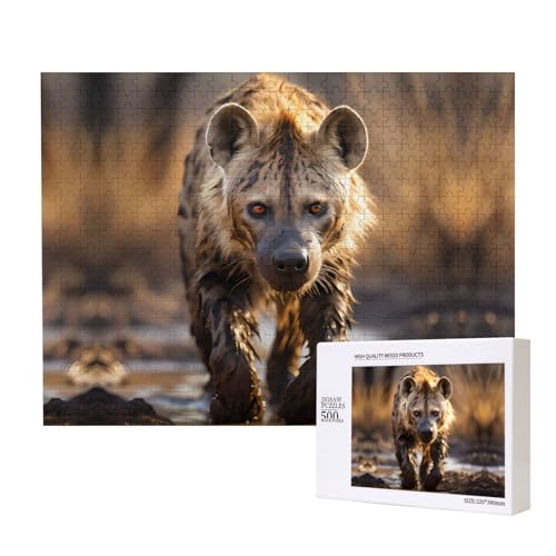 Phayah Lone Hyena Puzzle für Erwachsene, 500 Teile, Heimdekoration, Geburtstagsparty für Männer und Frauen, 20,4 x 15 cm von PHAYAH