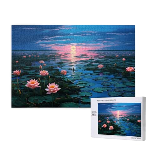Phayah Lotus Marsh Puzzle für Erwachsene, 1000 Teile, Heimdekoration, Geburtstagsparty für Männer und Frauen, 29,5 x 19,7 cm von PHAYAH