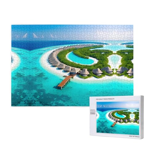 Phayah Malediven Landschaft Puzzle für Erwachsene, 1000 Teile, Heimdekoration, Geburtstagsparty für Männer und Frauen, 29,5 x 50 cm von PHAYAH