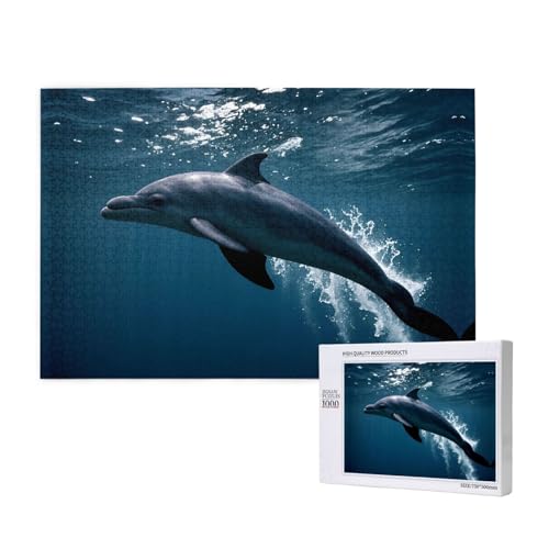Phayah Meerestier-Delfin-Puzzle, 1000 Teile für Puzzle, Holzpuzzle für Familie, Freunde, Heimdekoration, Wandkunst, 75 x 50 cm von PHAYAH