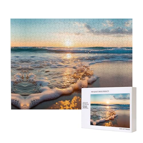 Phayah Meereswellen-Puzzle, 500 Teile, für Puzzle, Holzpuzzle für Familie, Freunde, Heimdekoration, Wandkunst, 50 x 38 cm von PHAYAH