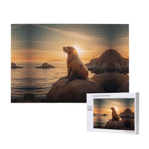 Phayah Meerlöwen-Puzzle, 1000 Teile für Puzzle, Holzpuzzle für Familie, Freunde, Heimdekoration, Wandkunst, 75 x 50 cm Phayah Meerlöwen-Puzzle, 1000 Teile für Puzzle, Holzpuzzle für Familie, Freunde, Heimdekoration, Wandkunst, 75 x 50 cm von PHAYAH