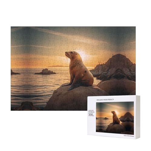 Phayah Meerlöwen-Puzzle, 300 Teile, für Puzzle, Holzpuzzle für Familie, Freunde, Heimdekoration, Wandkunst, 39 x 27 cm von PHAYAH