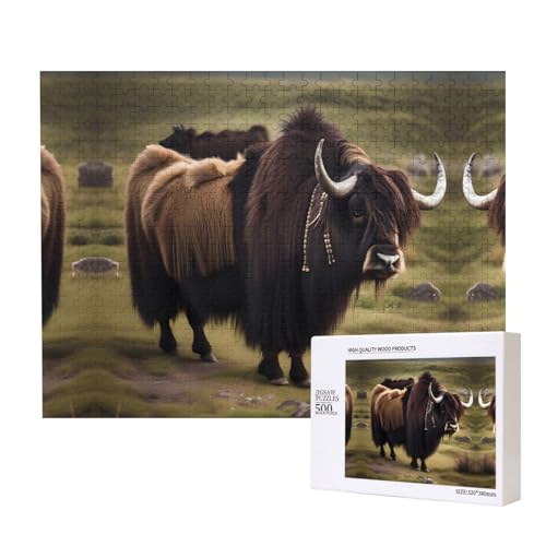 Phayah Mighty Highland Yak Puzzle für Erwachsene, 500 Teile, Heimdekoration, Geburtstagsparty für Männer und Frauen, 50,4 x 38,1 cm von PHAYAH
