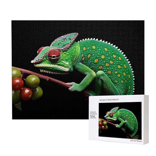 Phayah Mysterious Chamäleon Puzzles 500 Teile für Puzzle Holzpuzzle für Familie Freund Home Decor Wandkunst 20,4 x 38,1 cm von PHAYAH