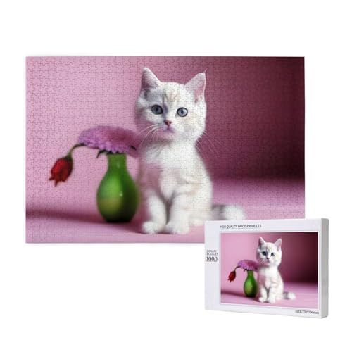 Phayah Niedliche, cremige Pussycat-Puzzle, 1000 Teile, für Puzzle, Holzpuzzle für Familie, Freunde, Heimdekoration, Wandkunst, 75 x 50 cm von PHAYAH