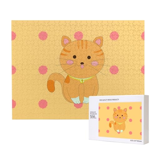 Phayah Niedliche Cartoon-Kätzchen-Puzzles für Erwachsene, 500 Teile, Kinderspielzeug, Intelligenzentwicklungsspielzeug, 20,4 x 38,1 cm von PHAYAH