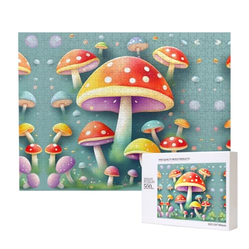 Phayah Niedliche bunte Pilz-Puzzles für Erwachsene, 500 Teile, Heimdekoration, Geburtstagsparty für Männer und Frauen, 20,4 x 38,1 cm Phayah Niedliche bunte Pilz-Puzzles für Erwachsene, 500 Teile, Heimdekoration, Geburtstagsparty für Männer und Frauen, 20,4 x 38,1 cm von PHAYAH