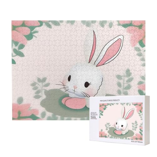 Phayah Niedliches Baumwoll-Hasen-Puzzle, 500 Teile, für Puzzle, Holzpuzzle für Familie, Freunde, Heimdekoration, Wandkunst, 50,4 x 38,1 cm Phayah Niedliches Baumwoll-Hasen-Puzzle, 500 Teile, für Puzzle, Holzpuzzle für Familie, Freunde, Heimdekoration, Wandkunst, 50,4 x 38,1 cm von PHAYAH
