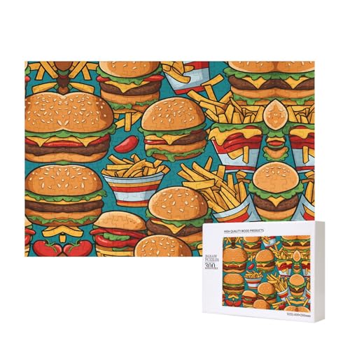 Phayah Niedliches Burger-Pommes-Puzzle für Erwachsene, 300 Teile, Heimdekoration, Geburtstagsparty für Männer und Frauen, 15,7 x 27,9 cm Phayah Niedliches Burger-Pommes-Puzzle für Erwachsene, 300 Teile, Heimdekoration, Geburtstagsparty für Männer und Frauen, 15,7 x 27,9 cm von PHAYAH