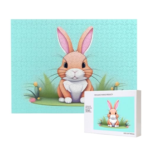 Phayah Niedliches Cartoon-Kaninchen-Puzzle, 500 Teile, für Puzzle, Holzpuzzle für Familie, Freunde, Heimdekoration, Wandkunst, 50,4 x 38,1 cm Phayah Niedliches Cartoon-Kaninchen-Puzzle, 500 Teile, für Puzzle, Holzpuzzle für Familie, Freunde, Heimdekoration, Wandkunst, 50,4 x 38,1 cm von PHAYAH