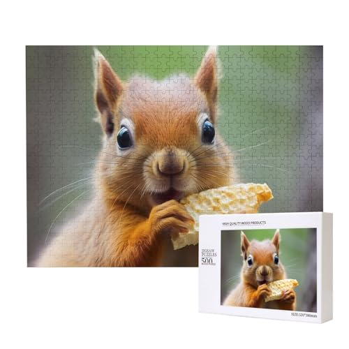 Phayah Niedliches Eichhörnchen-Essmuster-Puzzle, einzigartiges Puzzle, Wandkunst-Bild für Heimdekoration, 500 Stück von PHAYAH