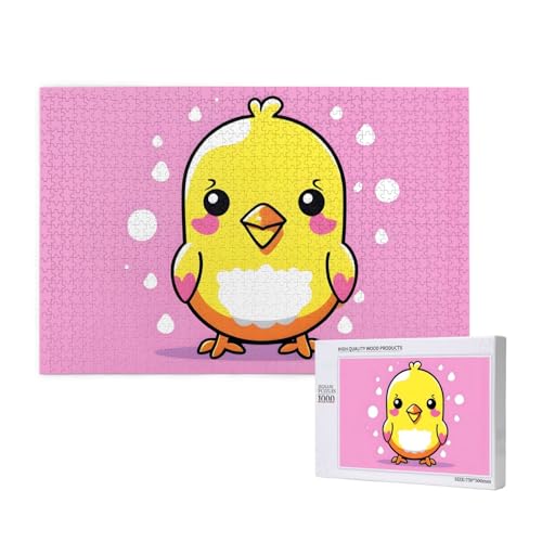 Phayah Niedliches Kawaii-Küken-Puzzle, 1000 Teile für Puzzle, Holzpuzzle für Familie, Freunde, Heimdekoration, Wandkunst, 75 x 50 cm von PHAYAH