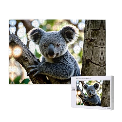 Phayah Niedliches Koala-Puzzle, 1000 Teile für Puzzle, Holzpuzzle für Familie, Freunde, Heimdekoration, Wandkunst, 75 x 50 cm von PHAYAH