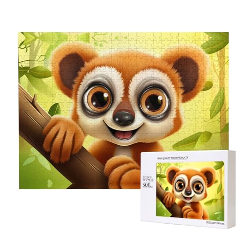 Phayah Niedliches Lemur-Muster, Puzzle, einzigartiges Puzzle, Wandkunst-Bild für Heimdekoration, 500 Stück von PHAYAH